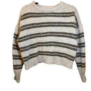 Spiritual Gangster Evereve Wilder Striped Crew Neck Cropped Sweater Size Medium